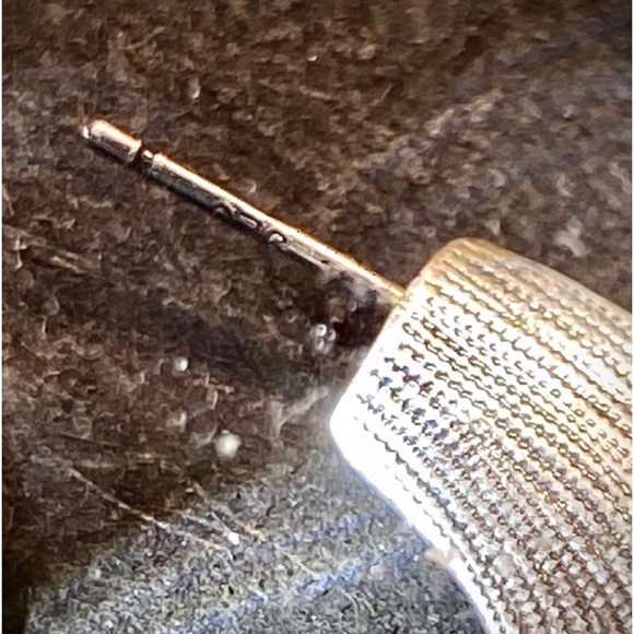 Singred Olsen designer large silver textured surface hoop earrings. About 1.5” - Picture 7 of 10